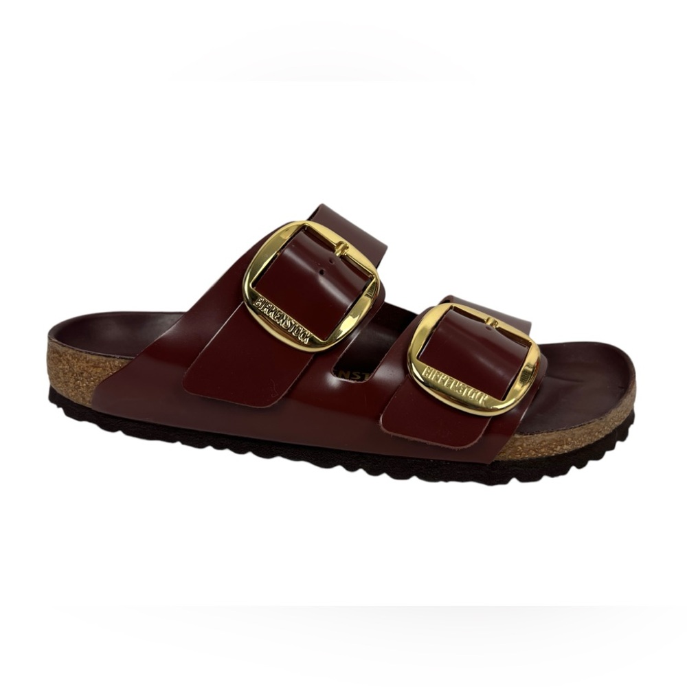 Birkenstock Arizona Big Buckle Shine Chocolate Leather Patent Womens US 10 Brown